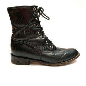 Vintage 1990s Justin Boots // Black Leather Low Ri